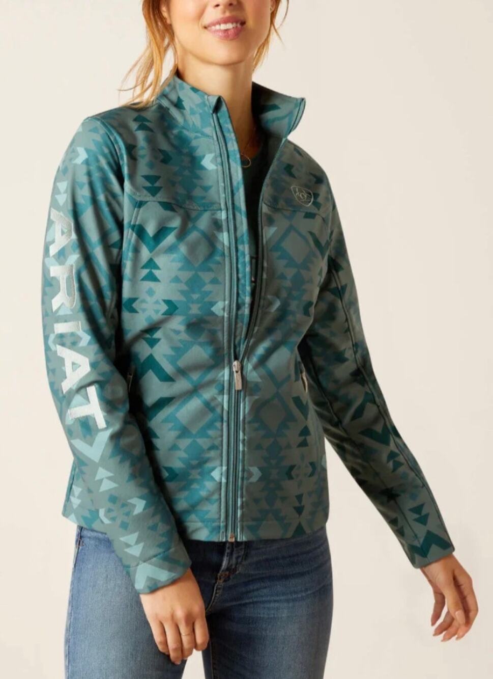 Ariat Women's Team Softshell Print Jacket Green Sz S Ariattek